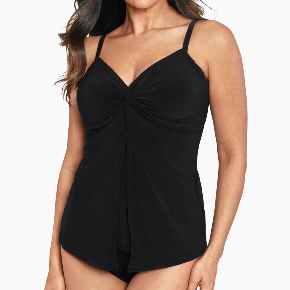 Miraclesuit Love Knot Tankini Top Shapewear‎ Black Size 12 New With Tags